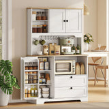 HOMCOM Freestanding Kitchen Cupboard with 2 Cabinets, 2 Drawers and Adjustable Shelves – Coffee Station, White