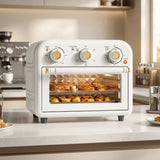 HOMCOM 12L Air Fryer Toaster Oven – Retro Convection Countertop Oven with Adjustable Temperature and Timer, Cream White