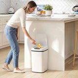 HOMCOM 12L Automatic Sensor Bin – Touchless Kitchen Bin with Fingerprint-Resistant Stainless Steel, White
