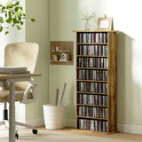HOMCOM CD and DVD Storage Tower with 6 Adjustable Shelves, Holds 360 CDs – Rustic Brown