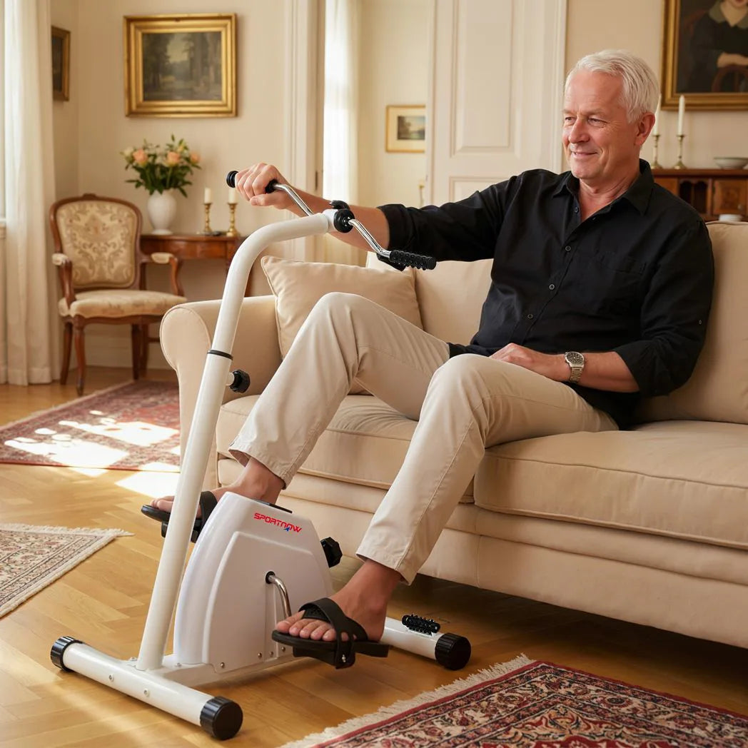SPORTNOW Seated Pedal Exerciser with Dual Massage, LCD Monitor & Adjustable Height – Home Exercise Bike