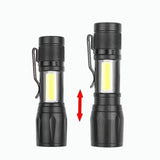 2 Pack USB Rechargeable Mini LED Flashlights with Adjustable Zoom and 3 Modes – Camping and Work Torches, Black