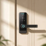 HOMCOM 5-in-1 Smart Door Lock with Fingerprint, Passcode, App and NFC Card – Keyless Entry, Doorbell
