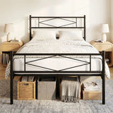 HOMCOM 3ft Single Metal Bed Frame with Headboard, Footboard and 32cm Underbed Storage – Platform Bed, Black