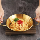 3 Piece Stainless Steel Double-Handle Frying Pan Set, 22cm, 24cm and 26cm – Seafood, Rice and Stir Fry Pans