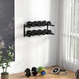 SPORTNOW Wall-Mounted Dumbbell Rack, 2-Tier Steel Weight Stand, 70kg Capacity – Home Gym Storage, Black