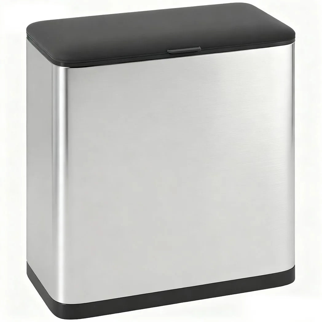 HOMCOM 8L Hanging Kitchen Bin with Lid – Stainless Steel Rubbish Bin with Removable Bucket for Under Sink
