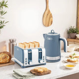HOMCOM Sleek Textured Kettle and 4-Slice Toaster Set with Otter Thermostat – 1.7L 3000W Kettle, Blue