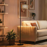 HOMCOM Boho Dimmable LED Floor Lamp with Remote Control – Adjustable Colour Temperature, Double Shade, Black