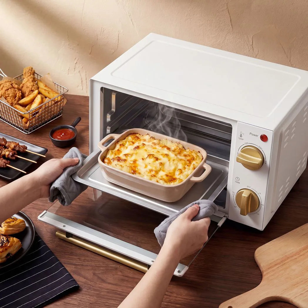 HOMCOM 9L Mini Oven with Adjustable Temperature & 60 Minute Timer – Countertop Toaster Oven Grill, White