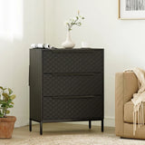 HOMCOM Chest of Drawers with 3 Fabric Drawers and Aluminium Handles – Bedroom Storage Dresser, Black