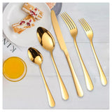 30 Piece Stainless Steel Cutlery Set for 6, Gold – Knives, Forks, Spoons, Teaspoons and Salad Forks