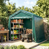 Outsunny 8 x 6.5 ft Portable Garden Storage Shed with Double Roll-up Zipper Door – Waterproof Bike Tent, Green