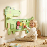 AIYAPLAY Wall Mounted Busy Board, 4 Panels with Xylophone – Montessori Inspired Toddler Learning, Green