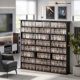 HOMCOM Media Storage Tower for 1032 CDs or 594 DVDs with 18 Adjustable Shelves – Blu-ray Display Shelf, Black