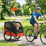 PawHut Dog Bike Trailer with 20" Inflatable Wheels and Reflectors – Bicycle Carrier for Medium Dogs, Red