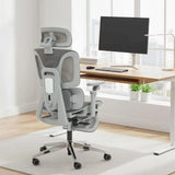 HOMCOM Ergonomic High Back Mesh Office Chair with 6D Armrests and 135° Recline – Footrest Desk Chair, Grey