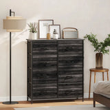 HOMCOM Eight Fabric Drawer Chest with Steel Frame, Pockets and Anti-Tipping Kit – Bedroom Storage, Black