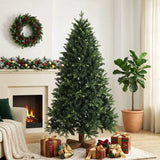 HOMCOM 6ft Hinged Artificial Christmas Tree with 2419 PE and PVC Tips and Fir Wood Base, Green