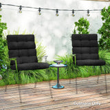 Outsunny Garden Chair Seat & Back Cushions Set of 2 with Ties – Tufted Replacement Pads, Black