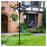 Heavy Duty Bird Feeder Pole Stand with Double Shepherd's Hooks – 193cm Adjustable Garden Feeding Station