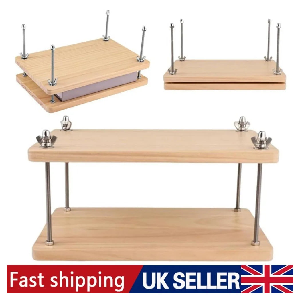 Wooden Bookbinding Press with Bolts and Wing Nuts – Portable Binding Press for Books, Albums and Scrapbooks