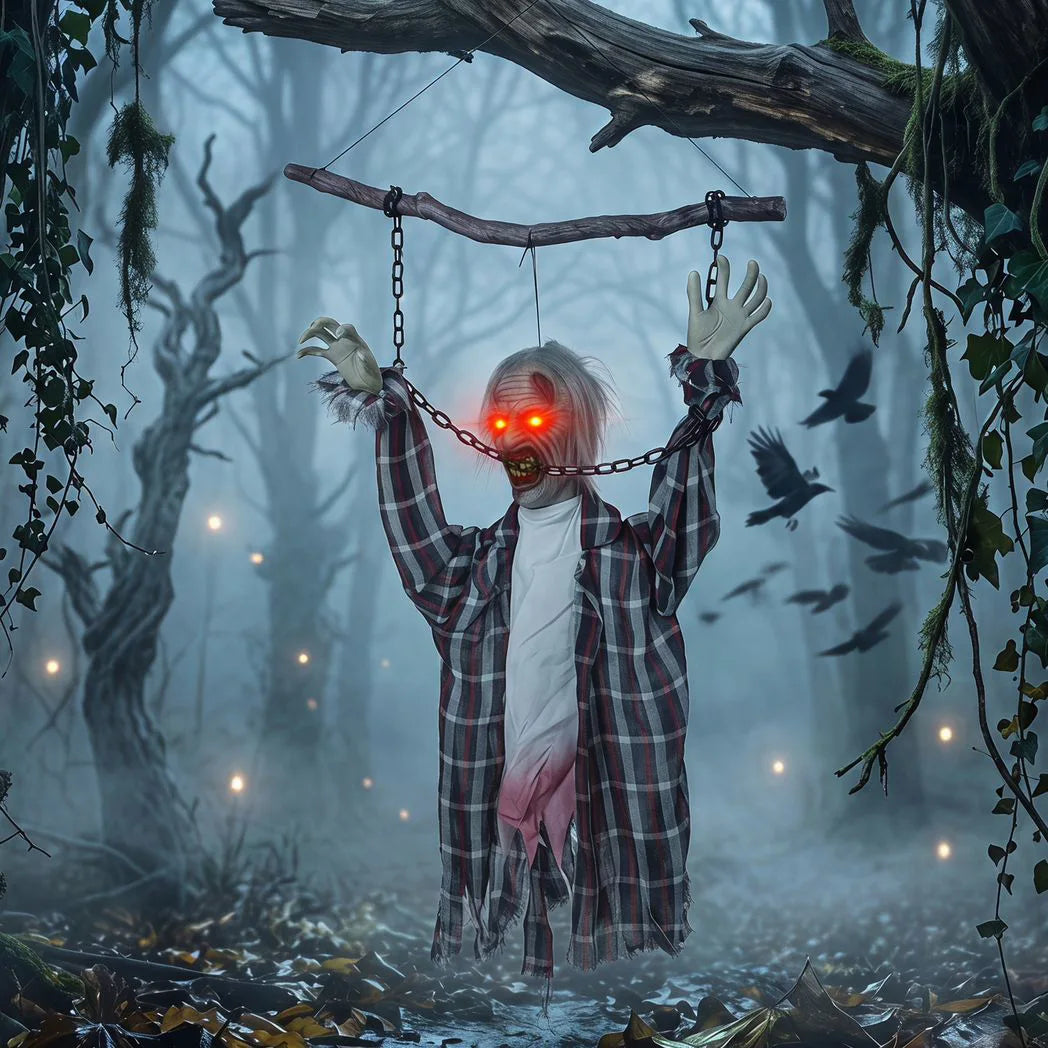 HOMCOM 110cm Screaming Animated Hanging Halloween Decoration