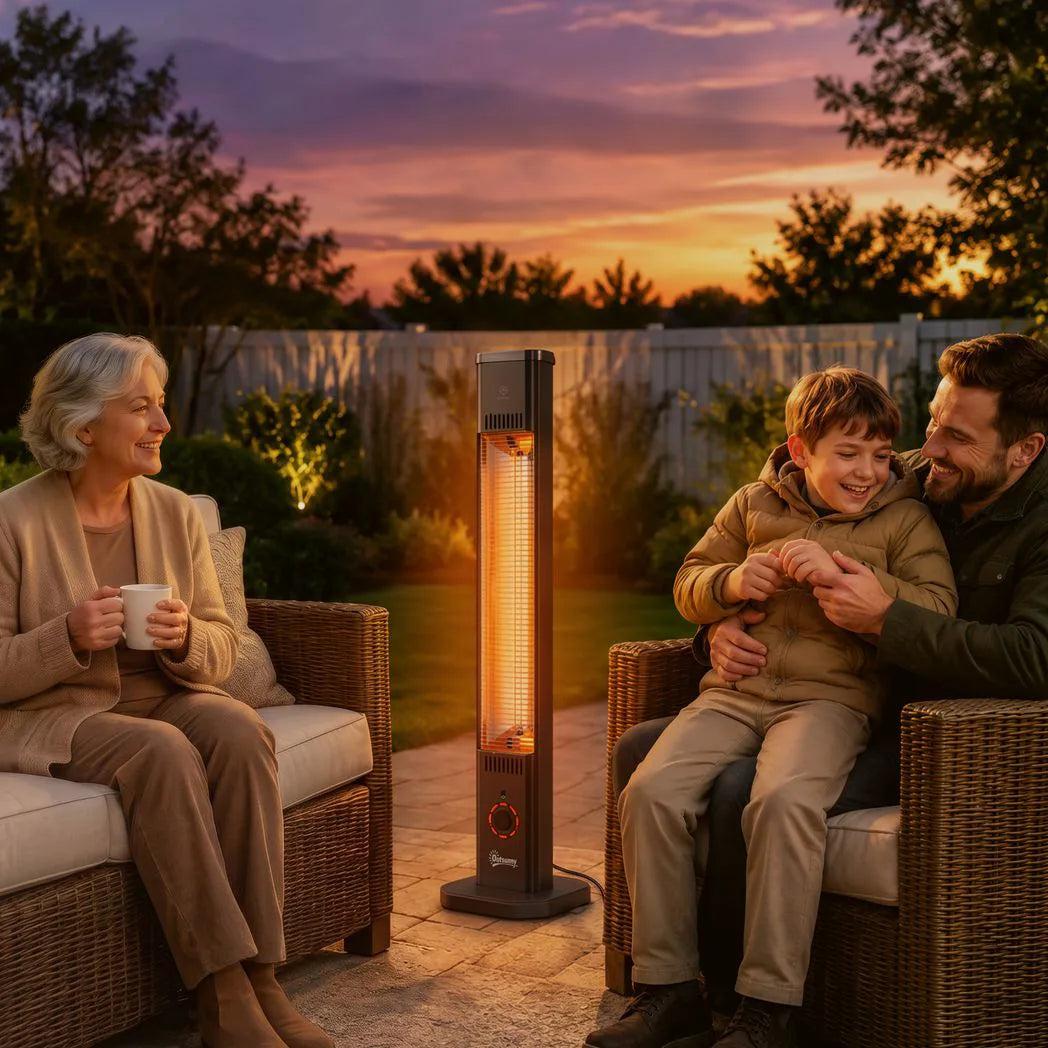 Outsunny 2000 W Electric Infrared Patio Heater with Cover – Free Standing or Wall Mounted, IP65, Black