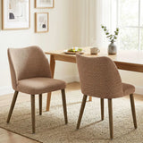 HOMCOM Set of 2 Linen-Look Dining Chairs with Padded Seat and Rubberwood Legs – Kitchen Seating, Brown