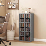 HOMCOM Set of 2 CD Media Storage Towers with Adjustable Shelves, Light Grey