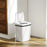 HOMCOM 15L Automatic Sensor Bin with Touchless and Manual Modes – Battery Operated Kitchen Bin, White