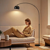 HOMCOM Adjustable Arc Floor Lamp, Faux Marble Base – Black
