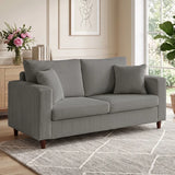 HOMCOM Corduroy 2-Seater Loveseat Sofa with Wide Seat, Spring Cushions and Rubberwood Legs, Light Grey