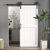 HOMCOM 183cm Sliding Barn Door Kit with Track, Rollers, Floor Guide and Handle – Space-Saving PVC-Coated Door, White