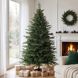 HOMCOM 6ft Artificial Christmas Tree – 180cm Hinged Xmas Tree with 2081 Tips and Solid Pine Wood Stand, Green