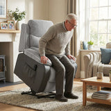 HOMCOM Electric Power Lift Recliner Chair with Footrest, USB Port & Side Pockets – Corduroy Riser Chair for Elderly, Light Grey