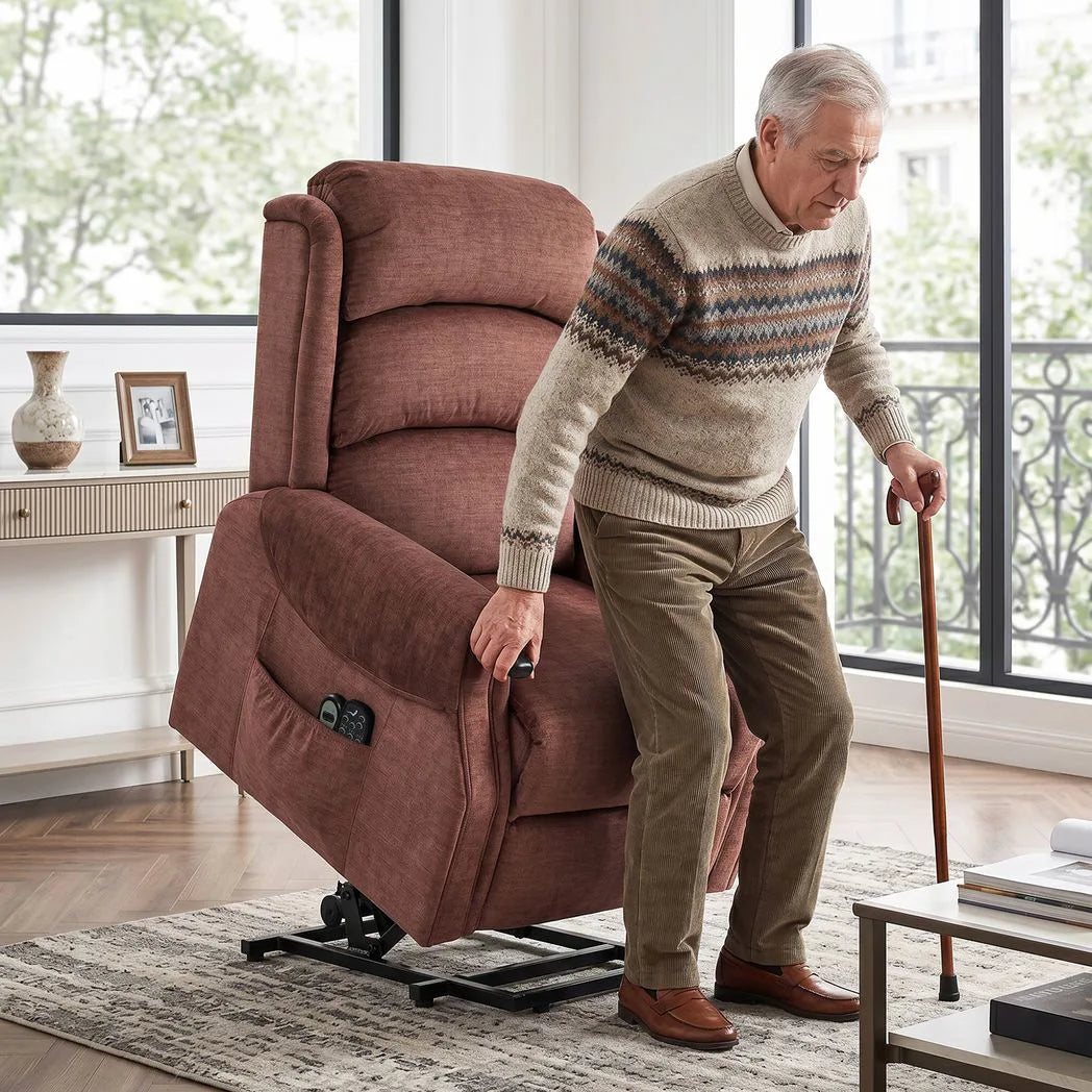 HOMCOM Power Lift Recliner Chair with Vibration Massage, Heat and Wood Grips – Pocket Spring, Brown