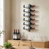 HOMCOM Wall Mounted 6-Tier Wine Rack – Metal Bottle Display Holder for Kitchen, Black