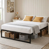 HOMCOM 4ft6 Double Metal Bed Frame with Underbed Storage and 12 Steel Slats – Noise-Free, Black