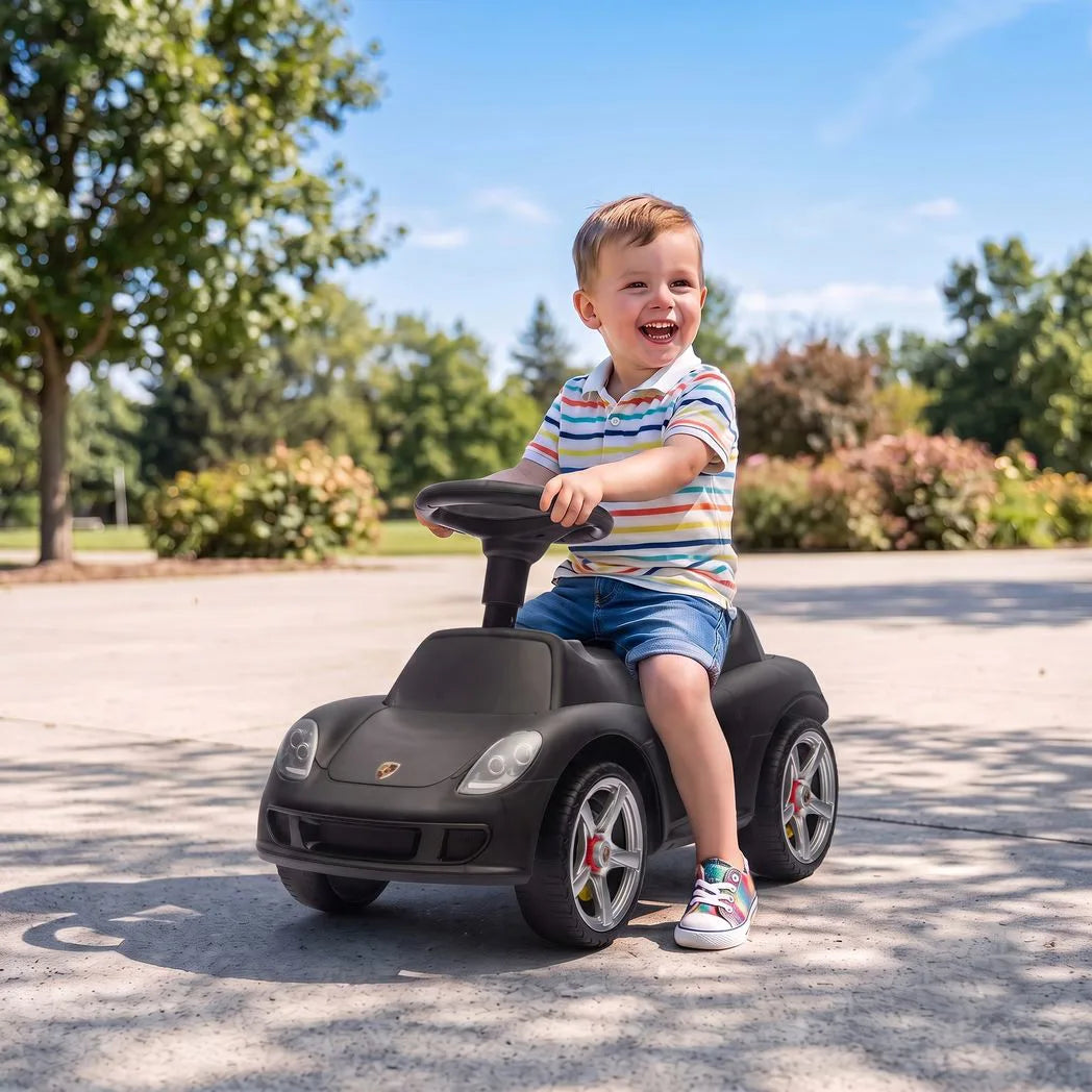 AIYAPLAY Porsche Licensed Toddler Ride-On Car with Horn, Headlights & Sounds – 18–36 Months, Matte Black