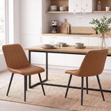 HOMCOM Faux Leather Upholstered Dining Chairs, Set of 2 with Metal Legs – Modern Kitchen Chairs, Brown