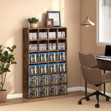 HOMCOM CD Storage Unit with 3-Level Adjustable Shelves – Slim Media Tower for CDs and DVDs, Rustic Brown