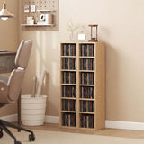 HOMCOM Set of 2 CD Storage Towers with Adjustable Shelves – Slim Media Display Rack for 204 CDs, Natural