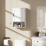 HOMCOM Wall Mounted Bathroom Cabinet with Adjustable Shelves – 40 cm Louvred Door Storage, White