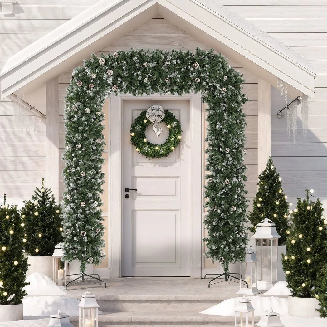 HOMCOM 8.2 ft Snow Frosted Christmas Tree Arch