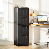 HOMCOM 4-Drawer Filing Cabinet with Lock & Adjustable Hanging Bars – Home Office Storage, Black