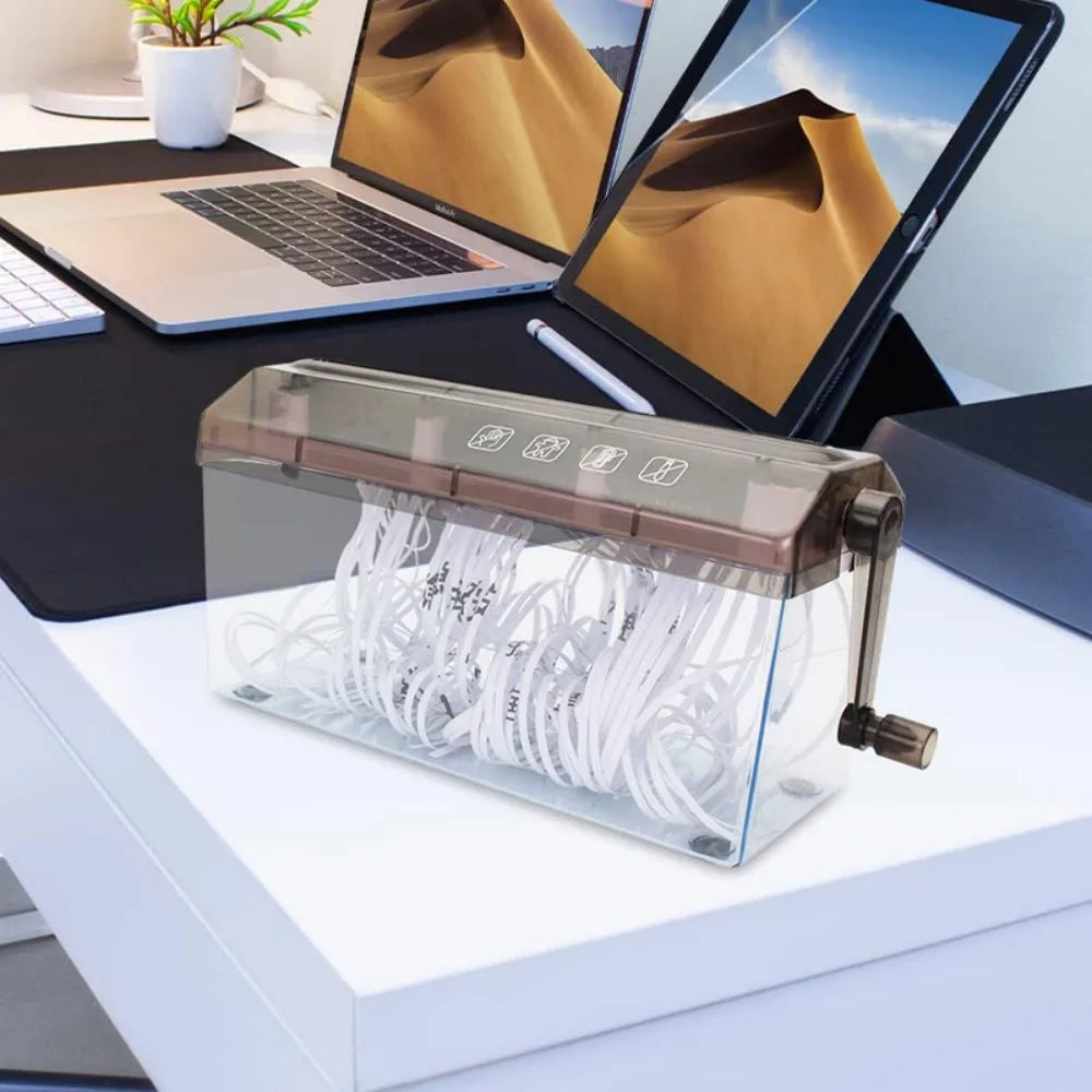 Portable A6 Manual Paper Hand Shredder with 3mm Straight Cut – Home Office Document Shredder