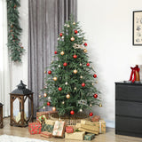 HOMCOM 6ft Full Spruce Artificial Christmas Tree with 1814 Realistic Tips – Easy Assembly, Green