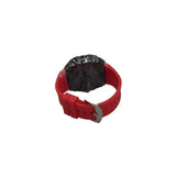 Longbo Gents Quartz Skeleton Watch with Clear Dial and Red Rubber Strap – Black Bling Fashion Wrist Watch