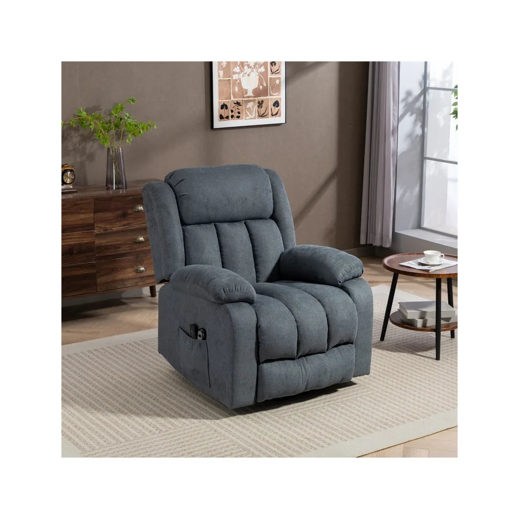 HOMCOM Power Lift Recliner Chair with Vibration Massage, Footrest and Remote – Electric Riser Chair, Grey